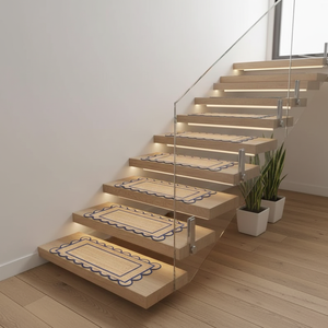 Modern Rectangle Jute <b>Stair</b> <b>Treads</b> Solid Color Washable Hand Braided <b>Non</b> <b>Slip</b> Rubber Backing Flat Weave Home Use - Product Image 1