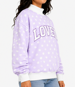 Sweat-shirt unisexe décontracté d'hiver à col montant surdimensionné, avec appliqué lettre en gingham brodé, style OEM - Product Image 3