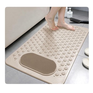 Tapis de bain et de douche kaki, lavables en machine - Product Image 1