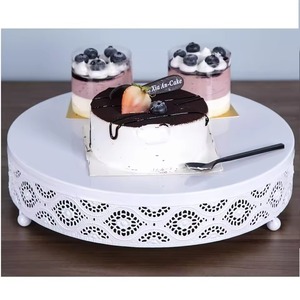 Two Tier Gold Metal Cake Stand Luxury Dessert Display For Wedding Parties And <b>Buffet</b> <b>Table</b> Decor Handcrafted From India - Product Image 5