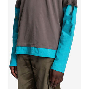 High Quality Men's Streetwear Layered T-<b>Shirt</b> Oversized <b>Patchwork</b> Long Sleeve Cotton Hip Hop Casual Tee Custom Logo Wholesale - Product Image 4