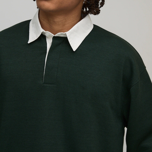 Polo de Manga Larga para Hombre, Color Verde Oscuro, Tejido de Algodón, Estilo Casual, Corte Regular, Diseño con Botones, Antiarrugas - Product Image 3