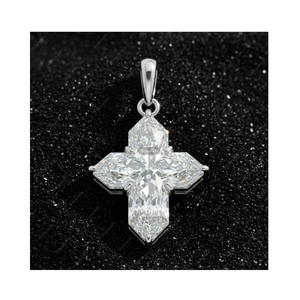 Colgantes y Dijes de Joyería Fina de Plata de Ley 925 Chapados en Oro con Cruz, Diamantes Cultivados en Laboratorio Certificados por GIA IGI de 1ct DEF VVS VS, Regalos - Product Image 1