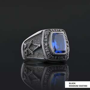 แหวนเมสัน BOJ รุ่น 006 แบบกำหนดเองได้ สำหรับทั้งชายและหญิง แหวนตราประทับฟรีเมสันส่วนบุคคล แหวนตราประทับมาสเตอร์เมสันเท็กซัส สไตล์ฮิปฮอป สีเงิน ราคาประหยัด - Product Image 4