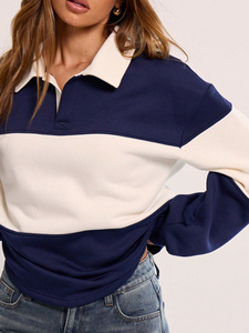 Sweat-shirts à demi-zip à manches longues pour femmes, style automne, coupe oversize, collection Queen, vêtements et tenues - Product Image 4