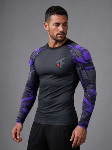 Factory Direct Sell <b>Men's</b> <b>Compression</b> Rash Guard BJJ <b>Shirt</b> Long Sleeve Breathable Eco-Friendly Custom Logo Digital Print UPF50+ - Product Image 4