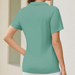 Chemises polo pour femmes, couleur unie, manches courtes, en vente, meilleur prix, bonne qualité, chemises polo tendance pour femmes - Product Image 2