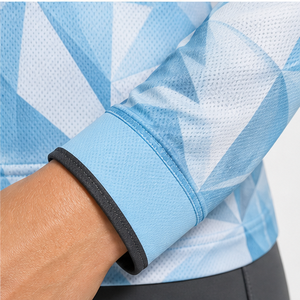Polo de Manga Larga con Logotipo Personalizado para Mujer, Color Azul Claro, Diseño Geométrico, Secado Rápido, Sublimación, Ropa Deportiva de Golf - Product Image 6