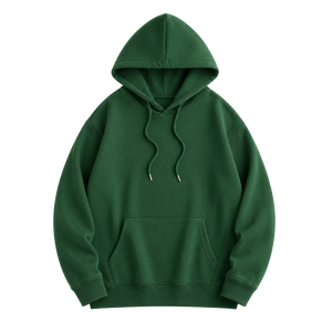 เสื้อฮู้ดผู้ชายทรงปกติ สีเขียวล้วน ผ้าฟลีซ สวมใส่สบายสำหรับฤดูใบไม้ร่วง มีกระเป๋าหน้า ปิดด้วยเชือกผูก ผลิตตามแบบ ODM เป็นมิตรกับสิ่งแวดล้อม - Product Image 1