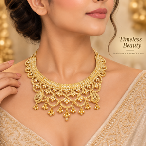 Exquisite Layered Teardrop Necklace <b>Set</b> | 24K <b>Gold</b> Polish Copper Brass Jewelry | Traditional party wear Statement <b>Earrings</b> <b>set</b> - Product Image 3