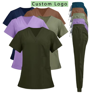 Wholesale Women's Hospital Use Knitted Spandex/Polyester Custom <b>Scrub</b> <b>Sets</b> for Medical Uniforms - Product Image 1