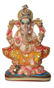 รูปปั้นพระพิฆเนศเรซิ่นทำมือ งานศิลปะประเพณีดั้งเดิมสำหรับตกแต่งโต๊ะในเทศกาลดีวาลี เหมาะสำหรับใช้ในห้องนั่งเล่น - Product Image 3
