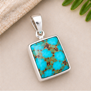 Pendentif en turquoise Mohave, pendentif en argent sterling 925, bijoux en pierre précieuse bleu-vert, pendentif bohème sud-ouest - Product Image 4