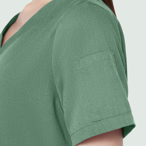 Women's 2 Piece Medical <b>Scrub</b> <b>Set</b> Short Sleeve Wide Leg Hospital Nurse Uniform Woven Stretch <b>Scrubs</b> Custom Color OEM Suit <b>Set</b> - Product Image 5