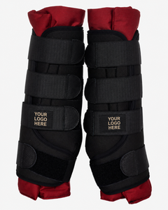 Bottes d'écurie BRAND ZONE noires avec doublure rouge, logo personnalisé, en néoprène pour la protection des jambes, équipement équestre - Product Image 3