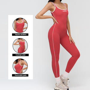 Combinaison de sport pour femme à séchage rapide, sans manches, dos croisé, avec rembourrage amovible, extensible, pour le yoga et l'entraînement, style décontracté - Product Image 2