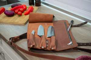 Housse de protection en cuir synthétique pour couteau de chef avec poches et rabat pour une sécurité maximale LKR-0285 - Product Image 3