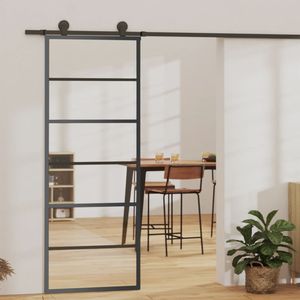 ประตูบานเลื่อนกระจก ESG สีดำ ขนาด 29.9"x80.7" พร้อมกรอบอลูมิเนียม - Product Image 1