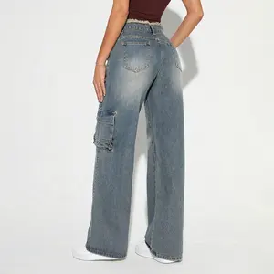 Wj449 Tùy Chỉnh Hàng Hóa Quần Jean Phụ Nữ Bên Túi Quần Jean Của Phụ Nữ Lỏng Jeans