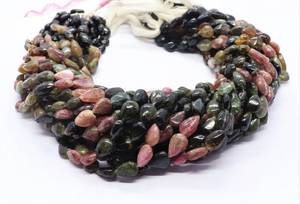 Perles de tourmaline naturelle multicolores, lisses, taillées en forme de poire, 7x10 mm, pierres précieuses de tourmaline, brin de 14 pouces, tourmaline en forme de poire - Product Image 6