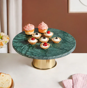 Base para Pastel de Mármol con Soporte de Latón, Piedra Gris, Elegante y Lujosa Base para Cupcakes de Mármol Blanco - Product Image 5