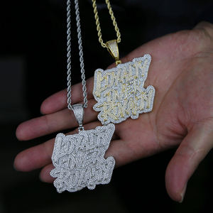 จี้เพชรโมอิสซาไนต์รูปตัวอักษรแบบ Iced Bling ชุบทองสองสี สำหรับผู้ชายและผู้หญิง เครื่องประดับฮิปฮอป สัญลักษณ์แห่งความภักดีและความเป็นสิทธิ์ - Product Image 4