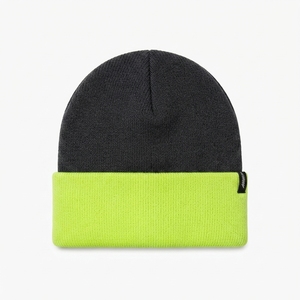 Custom Black Neon <b>Green</b> Knit <b>Beanie</b> Hat Winter Warm Cuffed Skull Cap With Embroidered Logo - Product Image 4
