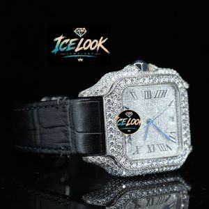Montre à quartz avec cadran en acier inoxydable, lunette en cristal, chiffres romains analogiques, 20 mm, montre-bracelet de luxe unisexe, aspect diamant, bijoux de mode - Product Image 4
