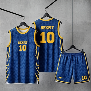 Ensemble d'uniformes de basketball personnalisés sublimés, design étoile USA, maillot et short respirants pour équipe, kit de sportswear OEM ODM - Product Image 3