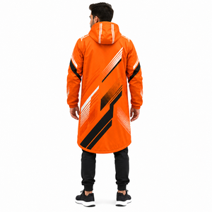 Veste de pluie imperméable à capuche longue orange personnalisée, coupe-vent, respirante, pour toutes les saisons, pour hommes et femmes, randonnée, pêche, utilisation par temps pluvieux - Product Image 4