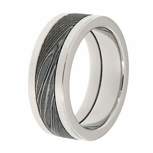 Anillo de Boda de Acero de Damasco Forjado a Mano Único para Hombre, Banda de Acero con Patrón Audaz, Fábrica de Joyería OEM ODM - Product Image 2