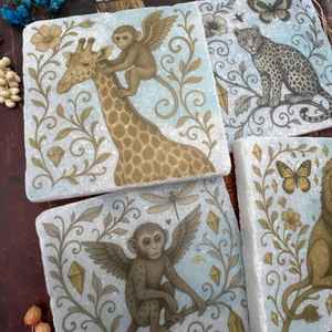 Posavasos de Mármol Wild Wonders, Posavasos de Piedra Natural, Decoración Rústica para el Hogar y la Cocina - Product Image 4