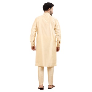Men's Dupion <b>Silk</b> <b>Kurta</b> Pajama Set | Light Gold | Indian Ethnic Wear | Size 36-50 | Wholesale - Product Image 4