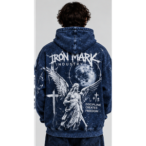เสื้อฮู้ดดี้ผู้ชายทรงโอเวอร์ไซส์ ยี่ห้อ Iron Mark Industry ผ้าเฟรนช์เทอร์รี่ 330 กรัม ซิปหน้า ล้างสีแบบแอซิดวอช ลายพิมพ์สตรีทแวร์ ผ้าคอตตอนผสมคุณภาพพรีเมียม - Product Image 5