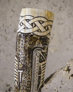Corne de bateau en verre sculpté Viking pour boire un support de bière Ale Mead de style animal poli Cadeau de Noël de Humran Exportation vers l'Inde - Product Image 3