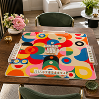 Tapis de Mahjong Américain Pliable en Néoprène Géométrique Rétro Coloré Personnalisé 33 Pouces 3mm Design Original pour Table de Jeu de Poker Vente en Gros