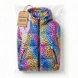 Rainbow Leopard Print Hooded Bomber Jacket <b>Men</b> Winter <b>Thick</b> <b>Fleece</b> Zipper Closure Streetwear Coat - Product Image 6