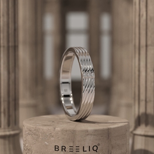 14K Solid Gold Lab Grown Diamond Multi Line Grooved Ring Minimalist Diamond Strip Band Elegant Daily Wear Jewelry - Product Image 1