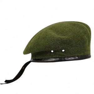Béret en feutre de laine marron avec broderie à la main, bordure en cuir et pompon - Unisexe, décontracté, toutes saisons, réglable, respirant - Product Image 5