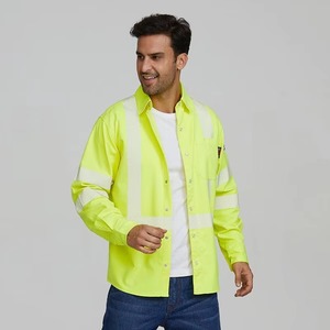 Chemise de travail haute visibilité à manches longues pour hommes, en polyester réfléchissant, pour travaux en extérieur - Product Image 4