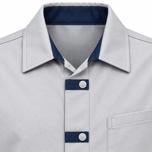 Blouse Médicale Gris Pâle Marine à Boutons-Pression, Uniforme de Laboratoire Personnalisé, Vente en Gros, Tenue de Travail Unisexe pour Professionnels de Santé, Idéale pour Cliniques et Équipes - Product Image 6