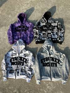Custom Oversized Full <b>Zip</b> Hoodie Men Distressed Patchwork Streetwear Hoodie Heavyweight Cotton Gothic <b>Zip</b> <b>Up</b> <b>Jacket</b> - Product Image 5