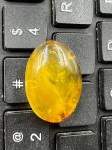 พลอยอำพันบอลติกธรรมชาติทรงคาโบชอง - INDIA GEMS พลอยคุณภาพสูงรับรองโดยบุคคลที่สาม รูปทรงวงรีสำหรับทำเครื่องประดับ พลอยอำพันสีเหลือง - Product Image 4