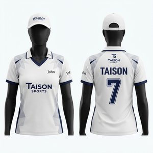 Maillot de cricket pour homme en polyester maillé 240g, logo personnalisé avant/arrière, imprimé numériquement, anti-bactérien, anti-UV, manches courtes, tenue d'équipe - Product Image 1