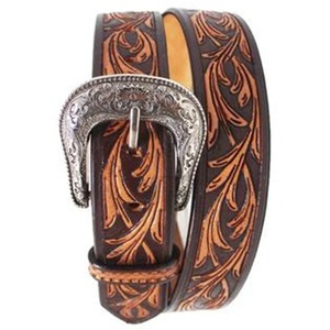 Ceinture en cuir occidentale gravée de motifs floraux, en cuir de vachette, avec boucle argentée de créateur, style vintage décontracté, ceinture en cuir repoussé peinte à la main - Product Image 6