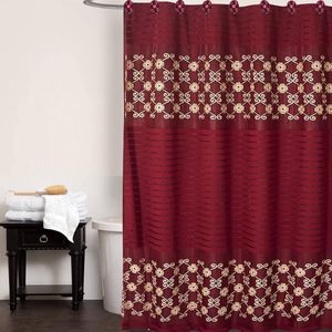 Elegante Set Tenda Doccia 12 Pezzi con Decorazioni Contemporanee Bordeaux, 12 Anelli per Tenda Doccia, Accessorio per la Casa - Product Image 4