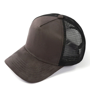 Manufacturers Wholesale OEM Custom Suede Trucker <b>Hat</b> Logo Embroidery Puff 5 Panel Blank Trucker Cap - Product Image 4