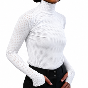 TESSUTO Custom Printed Women's Long Sleeve Equestrian Riding Shirt Quick Dry Stretch Spandex/Polyester Mesh Turtleneck <b>Top</b> - Product Image 1