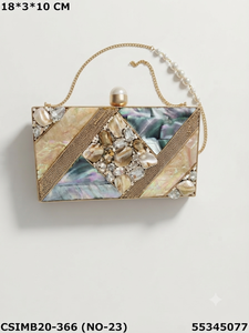 Pochette de soirée élégante en laiton faite à la main accessoire pour femme en nacre pour mariage ou soirée - Product Image 1