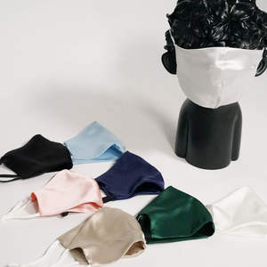 Masque facial unisexe 100% soie satinée respirant, masques faciaux confortables, couleur unie, personnalisé, nouvelle mode, imprimé, doux - Product Image 5